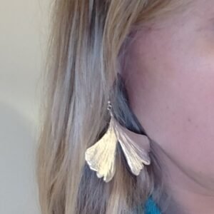 Auskarai Ellen-Ginkmedžio lapas, sidabriniai, ilgi