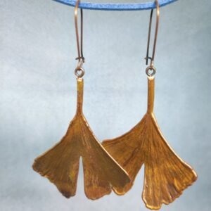 Auskarai Deva-Ginkmedžio lapas, variniai, ilgi